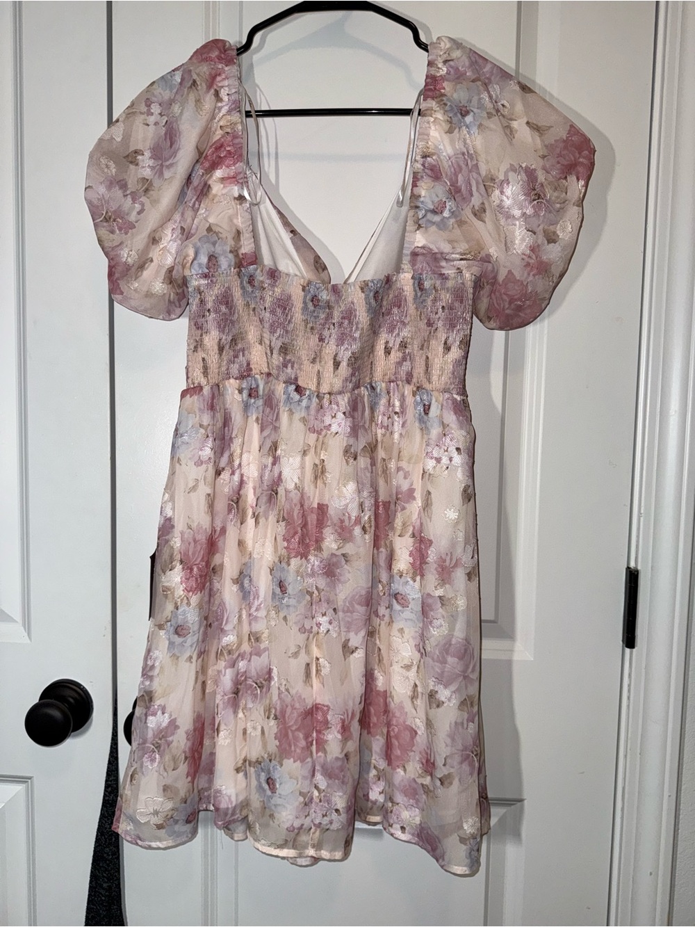 LuLu’s | Fresh Florals Cream Floral Print Puff Sleeve Mini Dress | Size XL | NWT - Picture 8 of 9